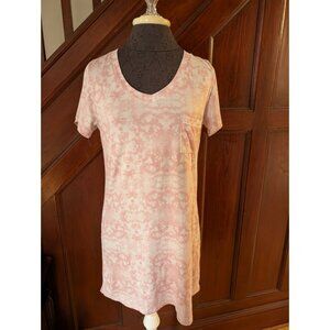 Tahari Womens Pink Tie-Dye Short Sleeve V-Neck Pocket Nightgown S